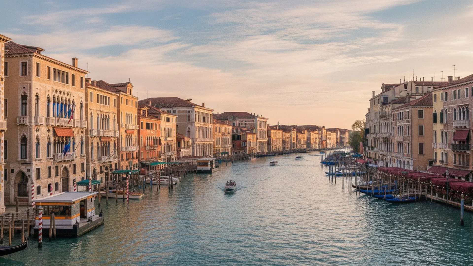 Il Canal Grande di Venezia con i palazzi affacciati sull'acqua